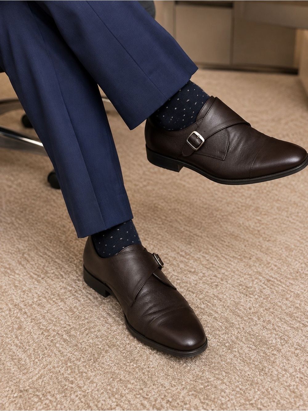 Calvin Klein Men’s Dark Brown Monk Strap Dress Shoes Size 11